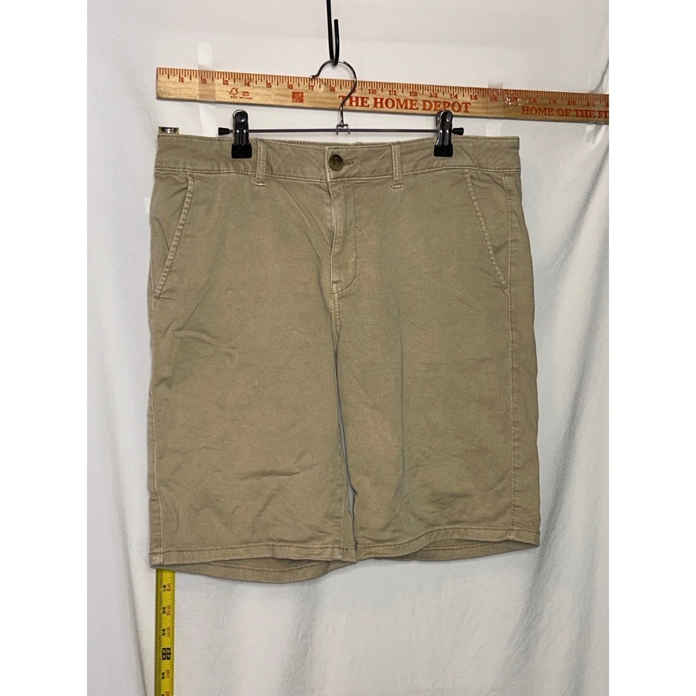 American Eagle Super Stretch Khaki Chino Shorts Mens 33 Tan 9.5 Inseam Size‎ 14